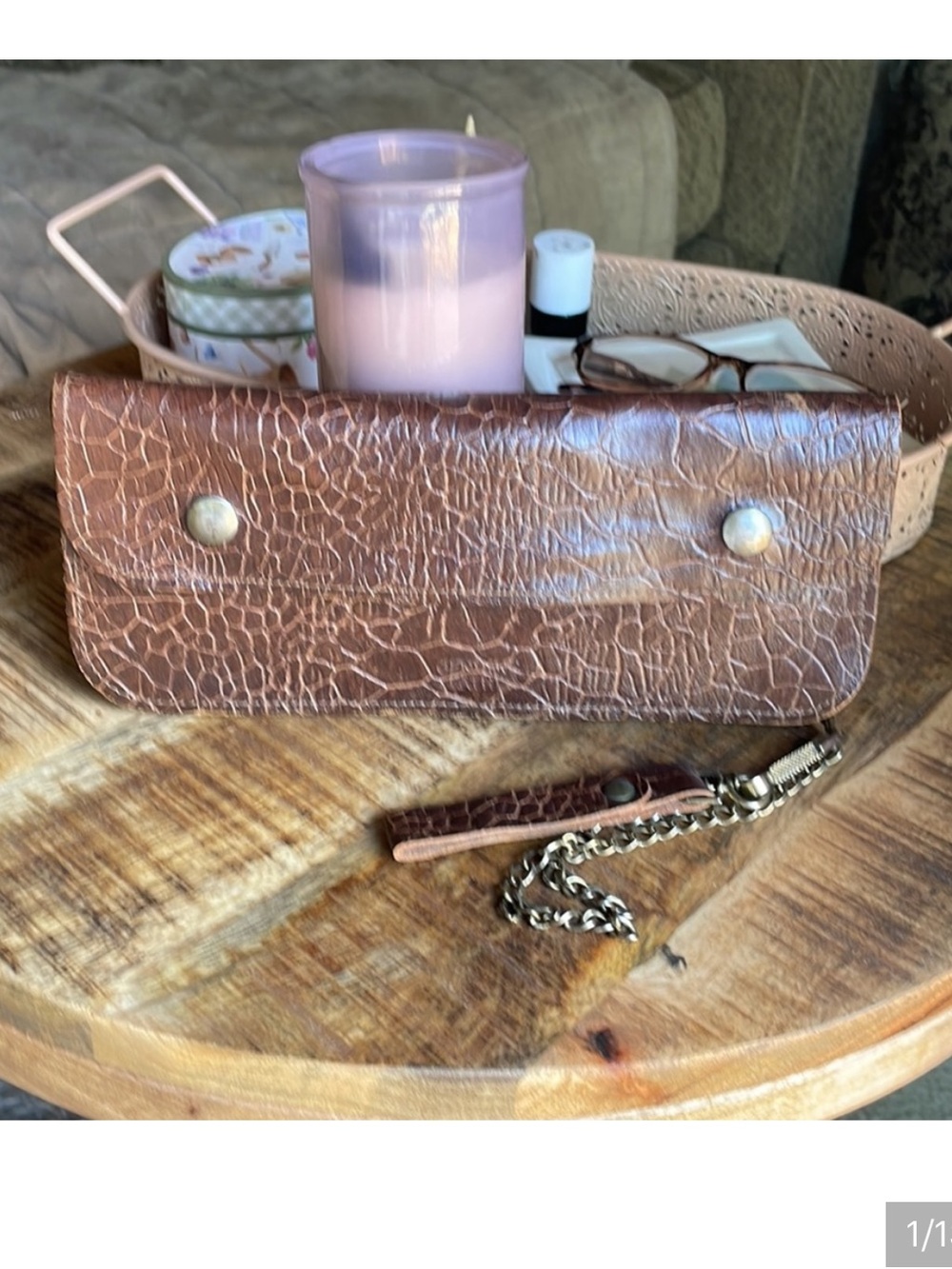 Genuine Leather Vintage large chain biker wallet.